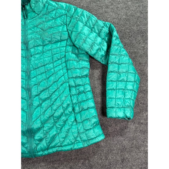 The North Face Thermoball Puffer Jacket Women XL Teal Green Quilted Full Zip - Picture 6 of 14